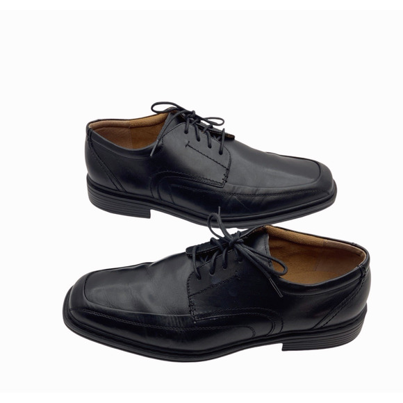 Florsheim Mens 12D Black Leather Dress Shoes Derby Square Toe - Picture 2 of 7